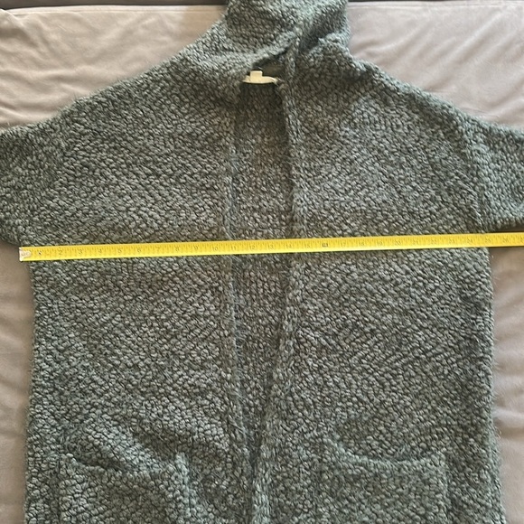 Lovestitch Green Hooded Sherpa Cardigan Open Front Pockets M/L Cozy Warm Layer - Picture 8 of 8